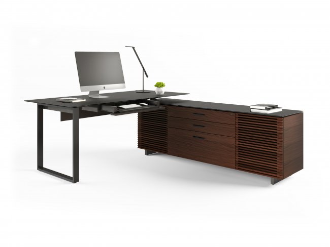 Corridor 6531 Chocolate Stained Walnut L-Shaped Desk